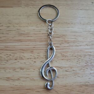 Music G Clef Keychain Silver Tone Treble Clef Note Symbol NEW